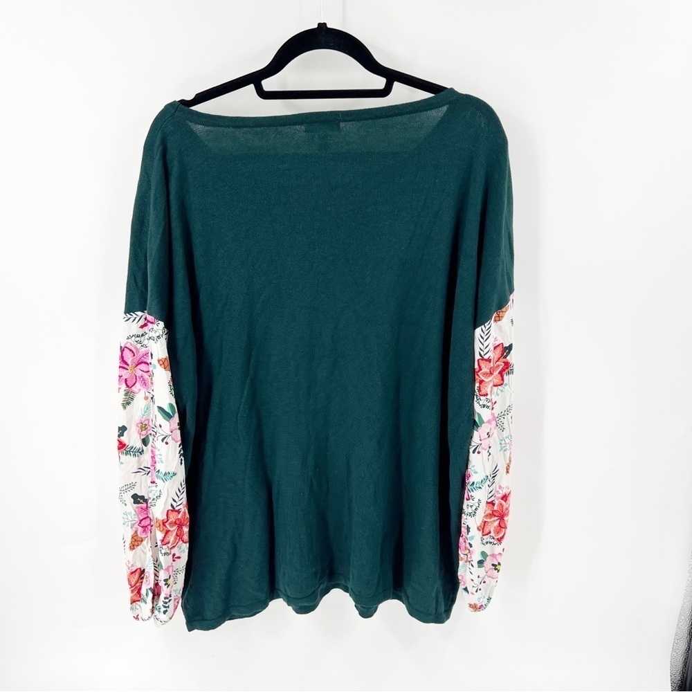 ✅ Matilda Jane Women's‎ Green Fancy & Flouncy Sweater Floral Sleeve Size XXL - Picture 7 of 7